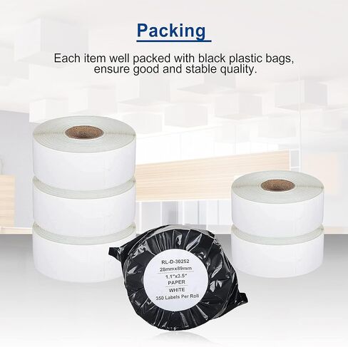 AOMYA - متوافق مع DYMO 30252 (1-1/8" x 3-1/2") ملصقات العناوين والرمز الشريطي - متوافقة مع طابعات Rollo وDYMO Labelwriter 450 و4XL وZebra المكتبية [6 بكرات/2100 ملصق] in Kuwait