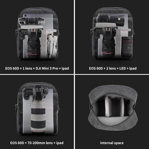 حقيبة كاميرا Tullio Crossbody للمصور الفوتوغرافي من القماش حقيبة حبال محفظة مقاومة للماء Dslr حقيبة متوافقة مع نيكون سوني للرجال والنساء in Kuwait