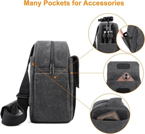 حقيبة كاميرا Tullio Crossbody للمصور الفوتوغرافي من القماش حقيبة حبال محفظة مقاومة للماء Dslr حقيبة متوافقة مع نيكون سوني للرجال والنساء in Kuwait