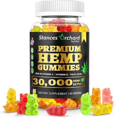 مكمل القنب العضوي عالي الفعالية من Hemp Gummies - رائع لتخفيف الألم والإجهاد والمزاج - مواد غذائية طبيعية مع مستخلص زيت القنب النقي - نباتي، غير معدل وراثيًا، خالي من السكر والغلوتين in Kuwait