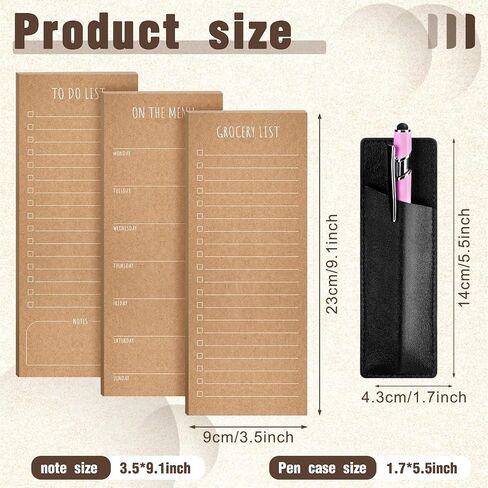 6 Pcs Magnetic Notepads for Refrigerator Funny Memo Notepad Kraft Grocery List, on The Menu, to Do List Pad with 1 Pu Leather Pen Holder for Convenient Kitchen Organization 50 Sheets Per Pad in Saudi Arabia