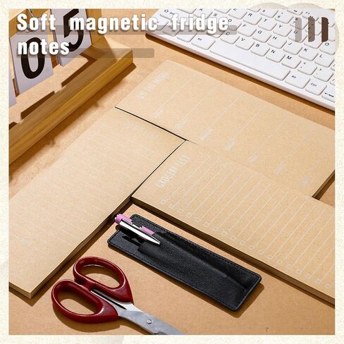 6 Pcs Magnetic Notepads for Refrigerator Funny Memo Notepad Kraft Grocery List, on The Menu, to Do List Pad with 1 Pu Leather Pen Holder for Convenient Kitchen Organization 50 Sheets Per Pad in Saudi Arabia