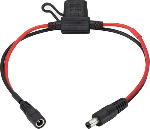 zdyCGTime 14AWG DC 5.5 مم × 2.1 مم ذكر إلى أنثى سلك توصيل سريع للفصل كابل تمديد DC 55 21 مم كابل طاقة ذكر إلى أنثى مع حامل مصهر لشريط LED، كاميرا مراقبة (40 سم) in Saudi Arabia