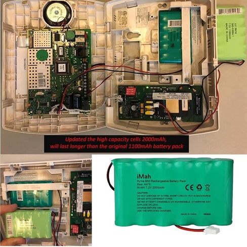 حزمة بطارية بديلة 300-03864-1 LYNXRCHKIT-SC للوحة Honeywell Lynx Plus WALYNX-RCHB-SC | iMah Ryme B50 AA Ni-MH 7.2V 2000mAh سعة أعلى in Kuwait