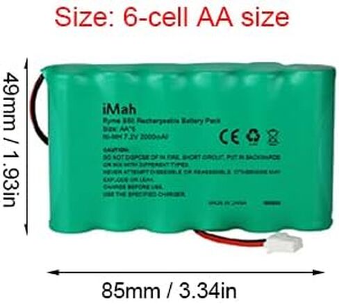 حزمة بطارية بديلة 300-03864-1 LYNXRCHKIT-SC للوحة Honeywell Lynx Plus WALYNX-RCHB-SC | iMah Ryme B50 AA Ni-MH 7.2V 2000mAh سعة أعلى in Kuwait