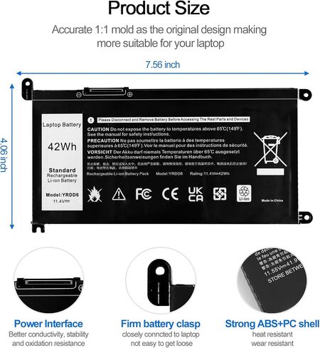 DXGH8 7.6V 52Wh Laptop Battery: Replacement for Dell XPS 13 9370 9380 7390 Inspiron 13 7000 7391 2-in-1 5390 5391 XPS13 9305 XPS13-9370 Notebook Li-ion Battery G8VCF in Saudi Arabia