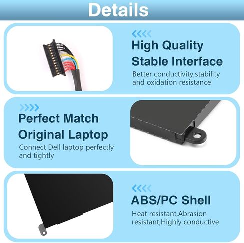 DXGH8 7.6V 52Wh Laptop Battery: Replacement for Dell XPS 13 9370 9380 7390 Inspiron 13 7000 7391 2-in-1 5390 5391 XPS13 9305 XPS13-9370 Notebook Li-ion Battery G8VCF in Saudi Arabia