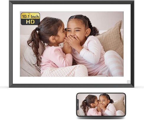 إطار صور رقمي NexFoto سعة 32 جيجابايت مقاس 10.1 بوصة، إطار صورة رقمي WiFi، إطار صورة إلكتروني مع شاشة لمس IPS، سهل مشاركة صور الفيديو عبر التطبيق، قابل للتركيب على الحائط، هدية للأجداد in Kuwait