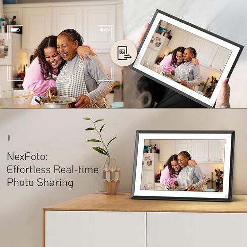 إطار صور رقمي NexFoto سعة 32 جيجابايت مقاس 10.1 بوصة، إطار صورة رقمي WiFi، إطار صورة إلكتروني مع شاشة لمس IPS، سهل مشاركة صور الفيديو عبر التطبيق، قابل للتركيب على الحائط، هدية للأجداد in Kuwait