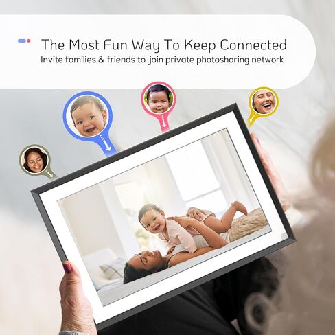 إطار صور رقمي NexFoto سعة 32 جيجابايت مقاس 10.1 بوصة، إطار صورة رقمي WiFi، إطار صورة إلكتروني مع شاشة لمس IPS، سهل مشاركة صور الفيديو عبر التطبيق، قابل للتركيب على الحائط، هدية للأجداد in Kuwait