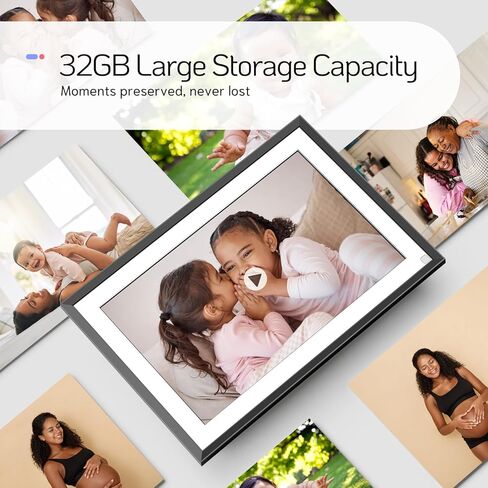 إطار صور رقمي NexFoto سعة 32 جيجابايت مقاس 10.1 بوصة، إطار صورة رقمي WiFi، إطار صورة إلكتروني مع شاشة لمس IPS، سهل مشاركة صور الفيديو عبر التطبيق، قابل للتركيب على الحائط، هدية للأجداد in Kuwait