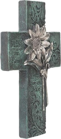 Dicksons Bless Our Family Floral Turquoise 10 Inch Decorative Wall Cross in Saudi Arabia