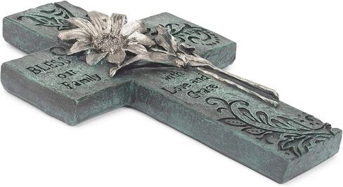 Dicksons Bless Our Family Floral Turquoise 10 Inch Decorative Wall Cross in Saudi Arabia