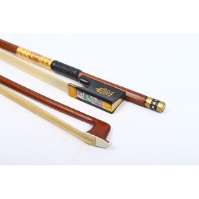 Brazilwood Violin Bow 4/4 size Ebony Frog Natural White Bow Hair Well Balance (#pattern1)