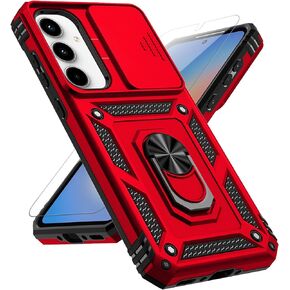for Samsung Galaxy A35 5G Case with Slide Camera Cover HD Screen Protector [Military Grade 16ft. Drop Tested] Magnetic Ring Holder Kickstand Protective Phone Case for Galaxy A35 5G 2024, Black