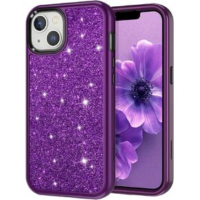 CASEFIV Compatible with iPhone 13 Case, Marble Pattern 3 in 1 Heavy Duty Shockproof Full Body Rugged Hard PC+Soft Silicone Drop Protective Girls Women Cover for iPhone 13 6.1 inch 2021, Rose Gold