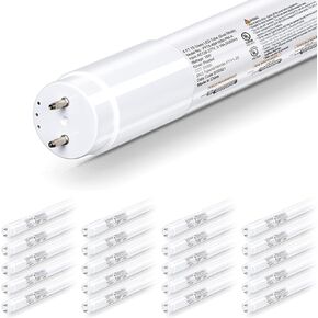 hykolity 20 حزمة 4FT LED T8 أنبوب ضوء هجين من النوع A+B، 18 وات، التوصيل والتشغيل أو تجاوز الصابورة، طرف واحد أو طرف مزدوج، 5000 ك، 2400 لومن، غطاء بلوري، T8 T10 T12 لـ G13، 120-277 فولت، مدرج في قائمة UL