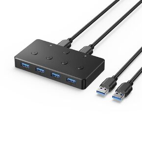 محول KVM، محول ACASIS USB 3.0 2 جهاز كمبيوتر يشارك 4 منافذ USB 3.0 A للماوس ولوحة المفاتيح والطابعة والمزيد، محول USB متوافق مع Mac/Windows/Linux مع كابلين USB 3.0 in Kuwait