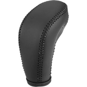 Gear Shift Knob Cover for Buick Excelle 13-15 with Black Stitches Durable | Interior Transmission Shifter Boot Lever Cover Black Faux Leather 1 Pcs