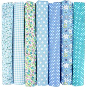 7PCS Flower Cotton Fabric Squares 20" x 20" Fat Quarter Fabric Bundles Craft Fabric for Patchwork Sewing Quilting Crafting DIY (Black)