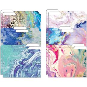 Better Office Products Decorative File Folders, 12 Pack, 6 Designs, Heavyweight, Letter Size (9.5" x 11.5") with 1/3 Cut Tab, Abstract Art Designs, Fashion Folders