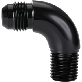 12AN Male Flare to 3/4 NPT Pipe 90 Degree Full Flow Elbow Fitting Adapter Union Aluminum Black