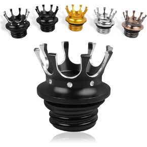 Motorcycle Gas Cap Cover Aluminum Crown Style Universal Fuel Tank Cap compatible with Harley Sportster XL 883 1200 48 Dyna Touring Road King Softail(Bronzed)