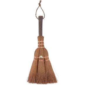 ULTECHNOVO Asian Whisk Broom Natural Straw Broom with Embroidery Nylon Thread Handle with Nylon Hanger