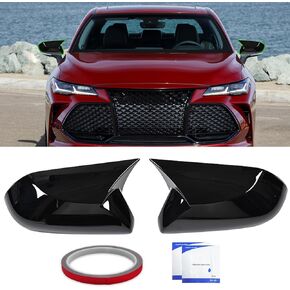 Compatible with 2018-2023 Toyota Camry Mirror Cover Replacement,8th Gen Camry Side Mirror Cover Cap for Driver & Passenger,Left & Right Side Door Rearview Mirror Cover Trim,Glossy Black(1 Pair)