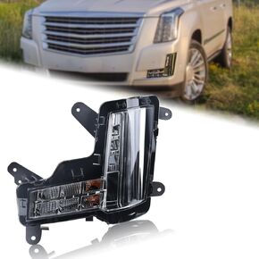 LED Fog Light Turn Signal Light WITH CRASH IMMINENT BRAKING Assembly Compatible for 2015-2020 Cadillac Escalade ESV Daytime Running Light DRL Left Driver Side 84575577 GM2530139