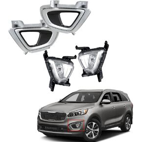 munirater 2-Pack Fog Lights with Bezel Set Left and Right Side Replacement for 2016 2017 2018 Kia Sorento | 86526-C6020 | 92201-C6000 | KI1038123 | KI2592137