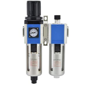 Fafeicy 3 Draining Modes1.5Mpa Proof Pressure Air Compressor Stream Filter Pressure Regulator Lubricator Combination Oil Water Separator GFC300-08