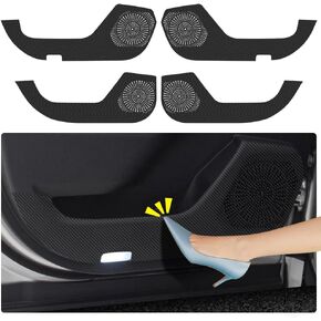 Car Door Anti Kick Pad for Toyota Highlander 2020 2021 2022 2023 2024 Hybrid Accessories Carbon Fiber Style Leather Sticker Sill Protector Cover Edge Guard Side Mat (Not Fit Grand Highlander)