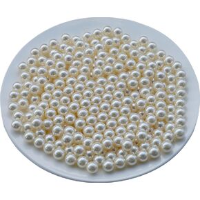 Pearls for Crafts No Hole 1200pcs Loose Highlight Round Beads for Vase Fillers, Table Scatter, Makeup Brush Holder Organizer, Wedding Brithday Party Home Decoration (Ivory, 8mm)
