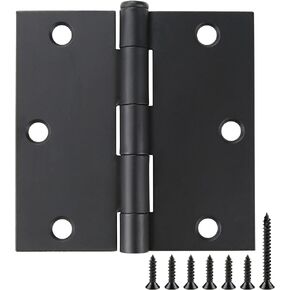 18 Pack Matte Black Door Hinges 3.5 x 3.5 Inch, Interior Door Hinges, Heavy-Duty Black Hinges with Square Corners for Doors Standard Bedroom Office Door Hardware Removable Pin,RV,Garage,Shed,Treehouse