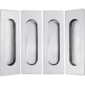 4.72 Inch Recessed Finger Flush Pulls for Kitchen Cabinet Door Closet Door, Small Sliding Cupboard Door Handle, Brushed Stainless Steel Rectangular Door Pulls Hardware(2 Pack)