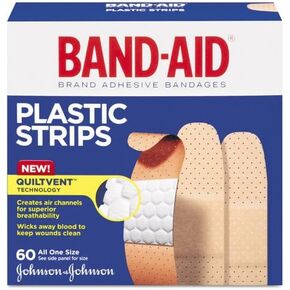 BAND-AID Plastic Adhesive Bandages, 3/4 x 3, 60/Box