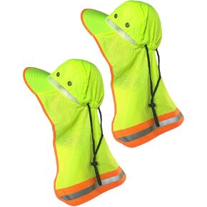 Men High Visibility Reflective Sun Hat with Neck Flap Wide Brim Boonie Hat Bucket Cap