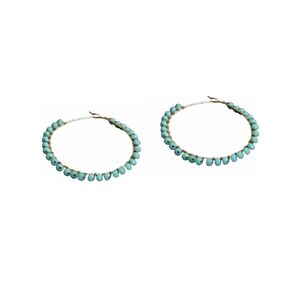 Abhika Craeation Colrful Hoops Earrings Handmade In Indian Designer Unique Kundan White Pearls Blue Pink Multi Colour Hoops Circle Earrings (Golden Jhumki Dangling Hoop Earrings)