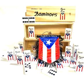 Puerto Rico Dominoes Set Premium Puerto Rican Domino Flag Adult Size Boricua Game Value Pack