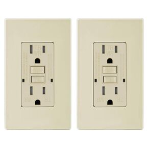 Micmi GFCI Outlet WR Weather Resistant Tampter Resistant TR Receptacle Self-Test with LED Indicator, 125 Volt Screwless Wallplate Included ETL Listed (2, White, 15Amp GFCI Outlet)