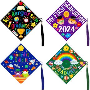 PETCEE 24PCS Kindergarten Graduation Cap Stickers for Kids 2023 Preschool Pre-K Graduation Cap Topper Stickers Decorations My First Graduation Hat Stickers Craft Gifts for Children Boys Girls Students in Kuwait