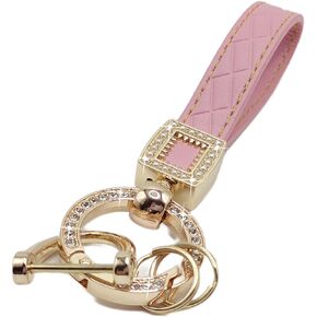 Microfiber Leather Car Keychain, Bling Diamond Keychains for Women, Car Key Fob Holder with 360 Degree Rotatable