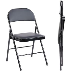 NEWBULIG Folding Chairs for Outside, Outdoor & Indoor Event Portable, Comfortable and Lightweight, 2 pack, Black