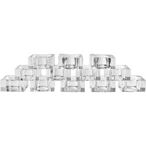 kitCom Mini Napkin Rings Set of 12 Square-Shaped, Crystal Napkin Ring for Thanksgiving, Christmas, Family Gathering, Wedding Reception, Clear with Gift Box
