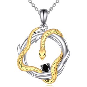 Snake Necklace Sterling Snake Pendant Jewelry Gift for Women Men Girls Gold