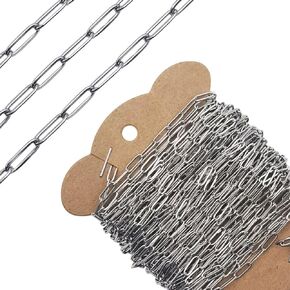 INSPIRELLE 30 Foot Stainless Steel Paperclip Chains 3mm Tarnish Resistant Chain for Bracelet Necklace Jewelry Making