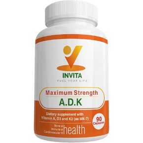 ADK - Vitamins A1, Vitamin D3 5000 IU & K2 MK7 Supplement - Physician Formulated Bone & Immune System Support - Gluten Free, Non-GMO - 90 Vegetarian Capsules for Men & Women in Saudi Arabia