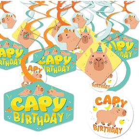 Big Dot of Happiness Capy Birthday - Capybara Party Hanging Decor - Party Decoration Swirls - Set of 40
