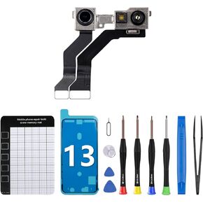 for iPhone 13 Front Facing Camera Replacement OEM 12MP New Face Front Camera Part Facing Lens Module Fix Transmitter Light Receiver Flex Cable Repair Fix Tool Kit A2631 A2633 A2634 A2635 A2482